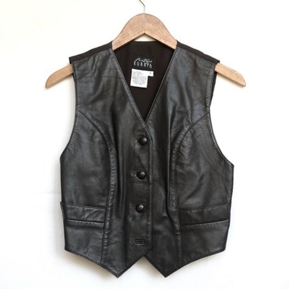 Vintage Boutique Europa Women’s Vest Small Faux Leather Western Rodeo